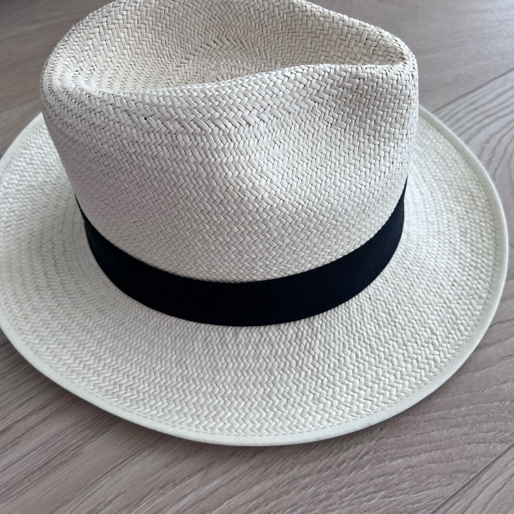 Classic White Fedora Hat with Black Band